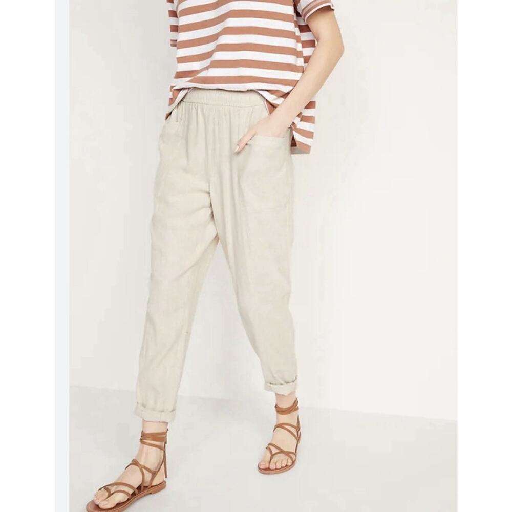 Old Navy Cream Wide-Leg Drawstring Pants